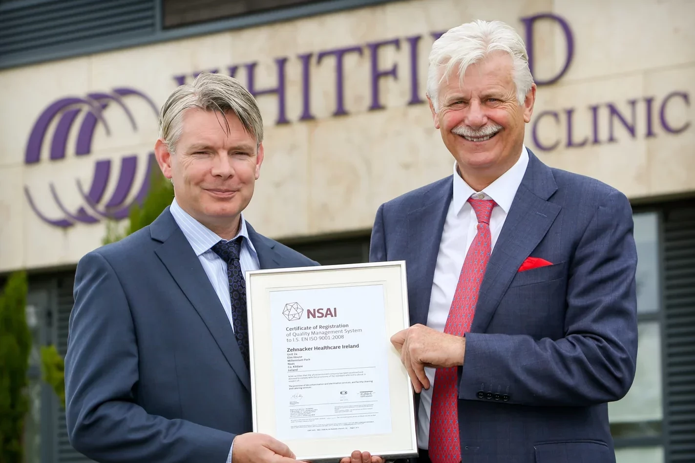 Zehnacker Healthcare awarded ISO 9001 for Cleaning Services in Whitfield Clinic