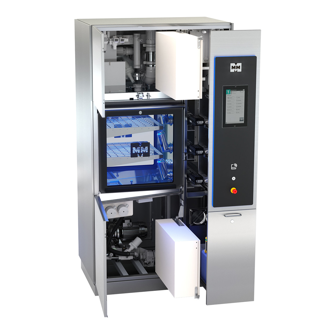 Uniclean® PLE 3 by MMM Group, German-made washer-disinfector for reprocessing up to 3 flexible endoscopes. Automated cleaning and disinfection, CE marked, DIN EN ISO 15883 compliant. Available in Ireland through Zehnacker.